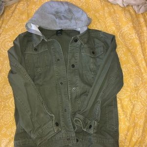 Green jacket with hood